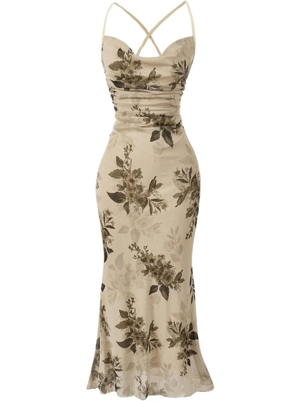 Floral Mesh Cami Dress - Elegant Summer Cocktail & Wedding Guest Gown